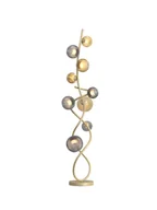 Lampy stojące - Złota lampa podłogowa MALTA 9 punktów światła BARWA CIEPŁA szklane klosze - miniaturka - grafika 1