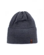 Czapki damskie - Ciemnoszara czapka merino bez pompona - miniaturka - grafika 1