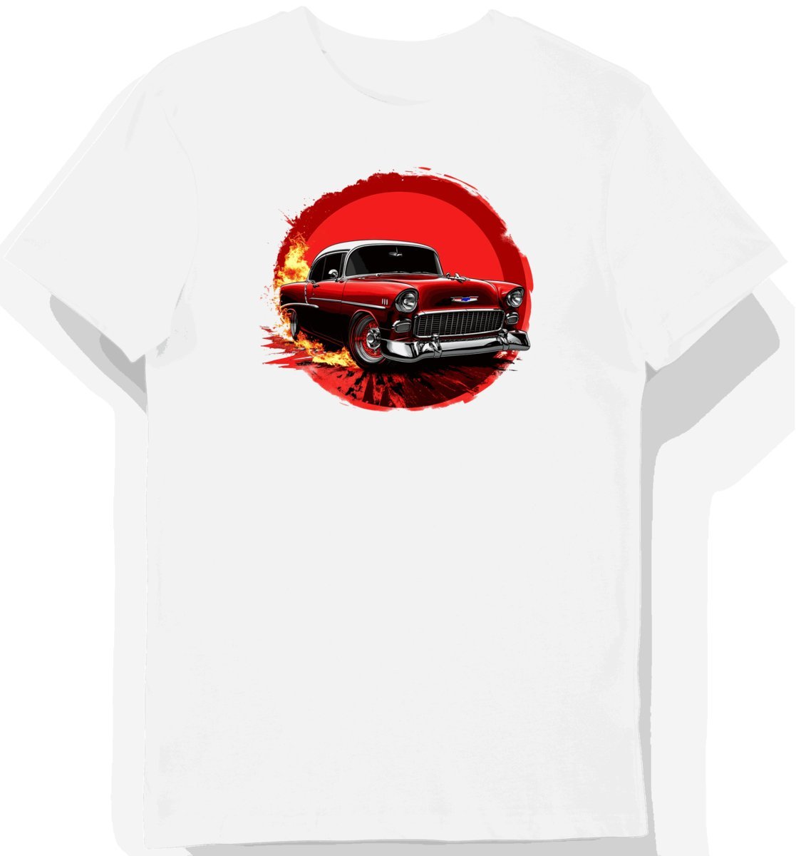Retro Koszulka męska biała z Motywem Klasycznego Auta S
