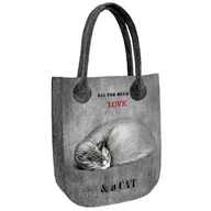 Torebki damskie - Torba filcowa City Sleeping cat - miniaturka - grafika 1