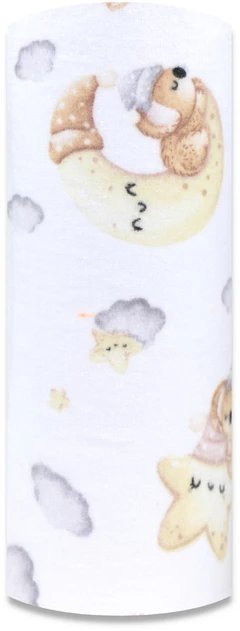 Pielucha flanela druk 70/80 Miś na księżycu szary 8449