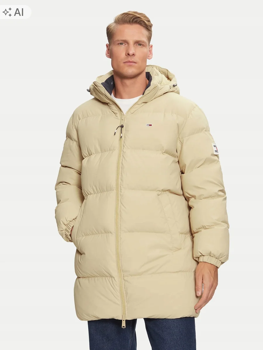 TOMMY JEANS KURTKA MĘSKA PIKOWANA BEŻOWA Z KAPTUREM XS 12FA