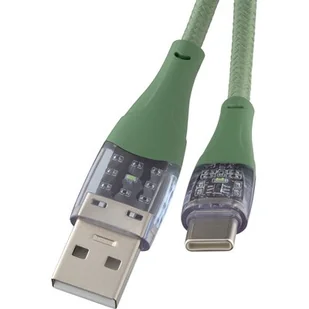 Kabel USB - USB Typ-C QUALO Qualo Transparent QTCN-AC-04 1.5 m Zielony - Kable USB - miniaturka - grafika 1