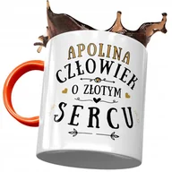 Kubki - Kubek Pomarańczowy Dla Apoliny Koleżanki Prezent z Nadrukiem ze Zdjęciem+ Opakowanie na prezent (wzór 01) - miniaturka - grafika 1