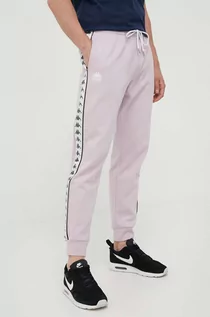 Spodnie męskie - Kappa spodnie dresowe kolor fioletowy z aplikacją - grafika 1