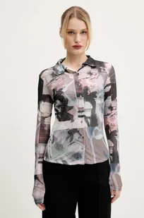 Desigual koszula SHELLEY damska kolor szary slim z kołnierzykiem klasycznym 25SWTKA1 - Koszule damskie - miniaturka - grafika 1