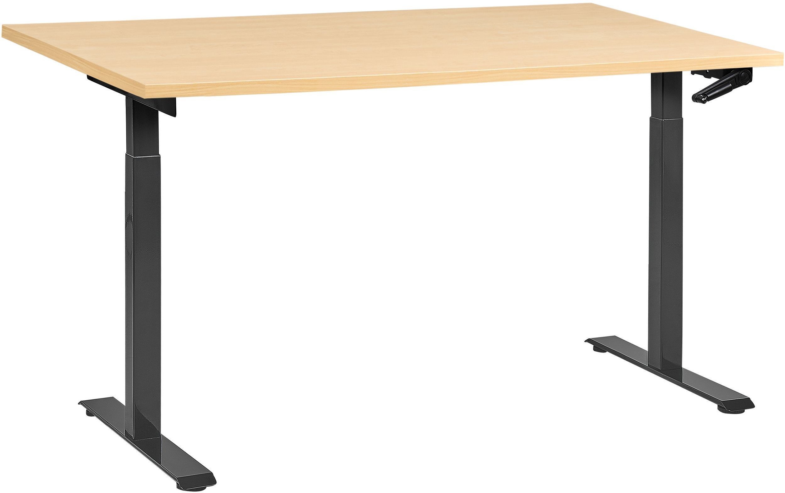 Beliani Biurko regulowane manualnie DESTINES Czarny/ jasny brąz 160 cm 72 cm