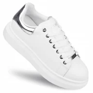 Półbuty damskie - Buty damskie GOE skórzane sneakersy sportowe RR2N4001 lekkie białe 40 - miniaturka - grafika 1