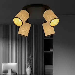 Emibig Yoga Premium lampa sufitowa (spot) 4-punktowa czarna/rattan 1151/4PREM - Lampy sufitowe - miniaturka - grafika 4