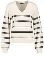 Swetry damskie - Taifun Sweter damski 372301-15100, jasny krem/granatowy w prążki, 42, Light Creme/Navy Ringel, 42 - miniaturka - grafika 1