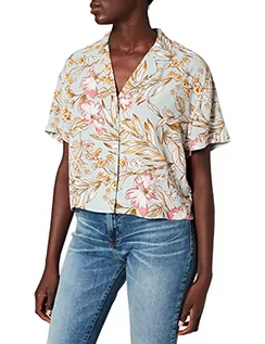 Koszule damskie - Urban Classics Damska koszula z wiskozy Resort, Jasnoniebieski hibiskus, 4XL - grafika 1