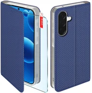 Etui i futerały do telefonów - Etui z klapką do Samsung A36 5G Zamykane Granatowe Futerał + Szkło - miniaturka - grafika 1