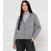 Swetry damskie - Tommy Hilfiger Wełniany kardigan | Regular Fit - miniaturka - grafika 1