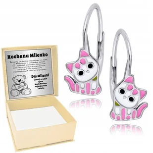 Srebrne Kolczyki 925 Kolorowe Kotki dla Dzieci - Biżuteria dla dzieci - miniaturka - grafika 1