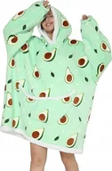 Bluzy damskie - Bluza Pluszowa Z Kapturem Comfy Koc Oversize Ciepła Wzór Awokado - miniaturka - grafika 1