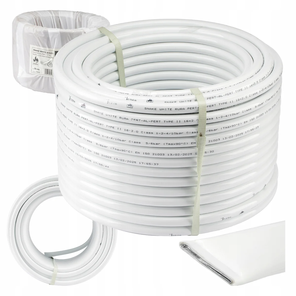 RURA PERT/AL/PERT Ø16x2MM KRĄG SNAKE WHITE 50MB ATEST PZH DO INSTALACJI CO