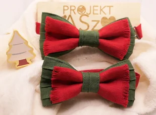 Muszki tata i syn świąteczne Len - Krawaty i muchy męskie - miniaturka - grafika 1