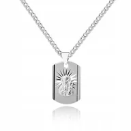 Biżuteria dla dzieci - 925 Srebrny łańcuszek medalik DEDYKACJA 45 cm P3M4 - miniaturka - grafika 1