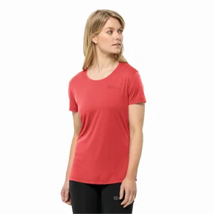 T-shirt damski Jack Wolfskin TECH T W vibrant red - S - Koszulki i topy damskie - miniaturka - grafika 1