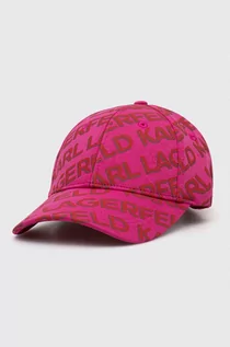 Czapki damskie - Karl Lagerfeld czapka z daszkiem kolor różowy wzorzysta - grafika 1