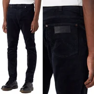 Spodnie męskie - Wrangler LARSTON SLIM Dark Navy DOPASOWANE GRANATOWE SZTRUKSY W32 L34 - miniaturka - grafika 1
