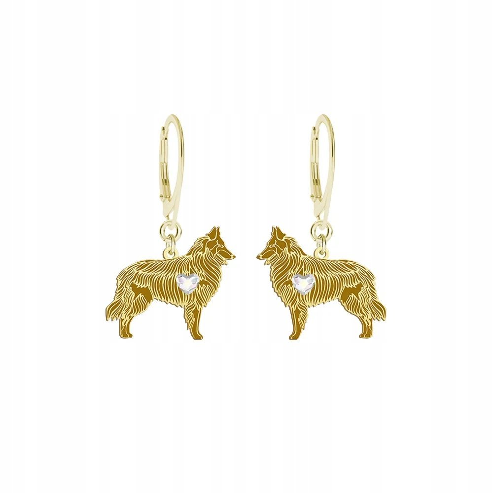 Kolczyki Złote 925 z psem Owczarek Belgijski Kobieta Prezent GRAWER