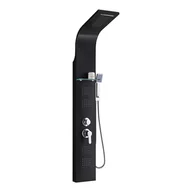 Panele prysznicowe - Leziter Panel prysznicowy z hydromasażem Alegro Black, stal nierdzewna - miniaturka - grafika 1