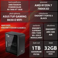Zestawy komputerowe - Komputer MAD DOG ENDORFY500AIR-A20DB32 R7-7800X3D 32GB RAM 1TB SSD Radeon RX7800XT Wi-Fi - miniaturka - grafika 1