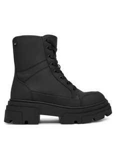 Tommy Hilfiger Trzewiki Tommytech Water Repellent Laceup FW0FW09161 Czarny - Botki damskie - miniaturka - grafika 1