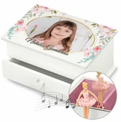 Pamiątka Pierwszej Komunii Świętej - Szkatułka na biżuterię z pozytywką i szufladką ze zdjęciem dla dziew - miniaturka - grafika 1