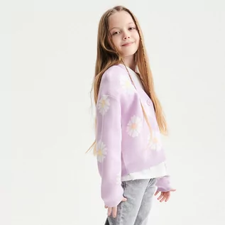 Bluzy dla dziewczynek - Reserved - Żakardowy kardigan w kwiaty - Wielobarwny - grafika 1