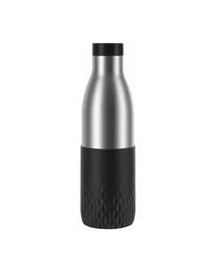 Emsa Bludrop sleeve insulated drinking bottle 0.7 liters, thermos bottle Kolor: CZARNY, stainless steel, silicone sleeve - Akcesoria i części AGD - miniaturka - grafika 1