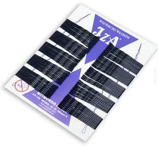 Wsuwki IZA karbowane CZARNE 2 kulki 6 cm - Ozdoby do włosów - miniaturka - grafika 1