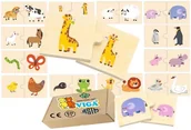 Zabawki sensoryczne - Układanka dla najmłodszych ZWIERZĄTKA MAŁE i DUŻE drewniane zabawki VIGA 18m+ montessori - miniaturka - grafika 1