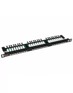 Akcesoria do szaf serwerowych - Solarix 19'' patch panel UTP CAT5E 24xRJ45 vyvaz.lištou czarny z 0,5 U - miniaturka - grafika 1