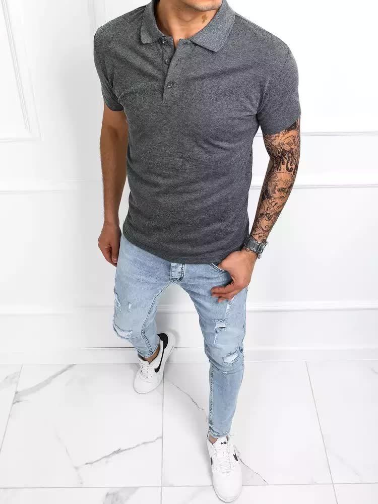Koszulka polo męska ciemnoszara Dstreet PX0509-XL