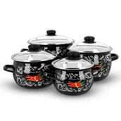 Zestawy garnków i patelni - GARNKI EMALIOWANE INDUKCJA GAZ EMALIA OLKUSZ ZESTAW KOMPLET GARNKÓW 8 EL - miniaturka - grafika 1