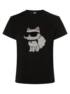 KARL LAGERFELD Koszulka damska Kobiety Bawełna czarny nadruk, XS - Koszulki i topy damskie - miniaturka - grafika 1