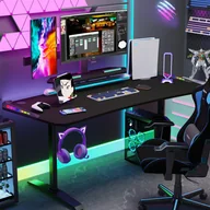Biurka gamingowe - WISFOR XXXL 180cm biurko gamingowe z RGB, ergonomiczne biurko komputerowe z uchwytem na napoje i słuchawki, 180 x 75 cm - miniaturka - grafika 1
