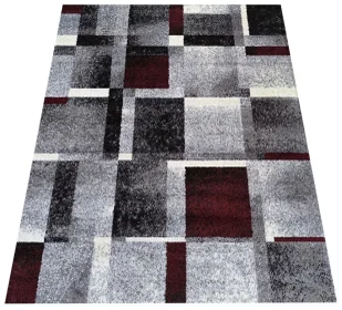 Szaro-czerwony dywan w geometryczne wzory Czarny mat C3-N26 - Dywany - miniaturka - grafika 1