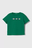 Koszulki dla chłopców - United Colors of Benetton t-shirt bawełniany dziecięcy kolor zielony z nadrukiem - miniaturka - grafika 1