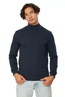 Bluzy męskie - Trendyol Męska bluza ze stójką, gładka, wąska, granatowa, XL, granatowy, XL - miniaturka - grafika 1