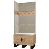 Meble do przedpokoju - Garderoba szafka na buty z panelami tapicerowanymi i wieszakami meble do przedpokoju ARTIN 11 dąb artisan - miniaturka - grafika 1