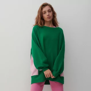 Bluzy damskie - Reserved Bluza oversize z bawełną - Zielony - grafika 1