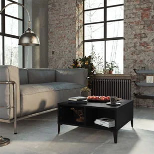 vidaXL Stolik kawowy, czarny, 60x60x30 cm, płyta wiórowa - Ławy i stoliki kawowe - miniaturka - grafika 1