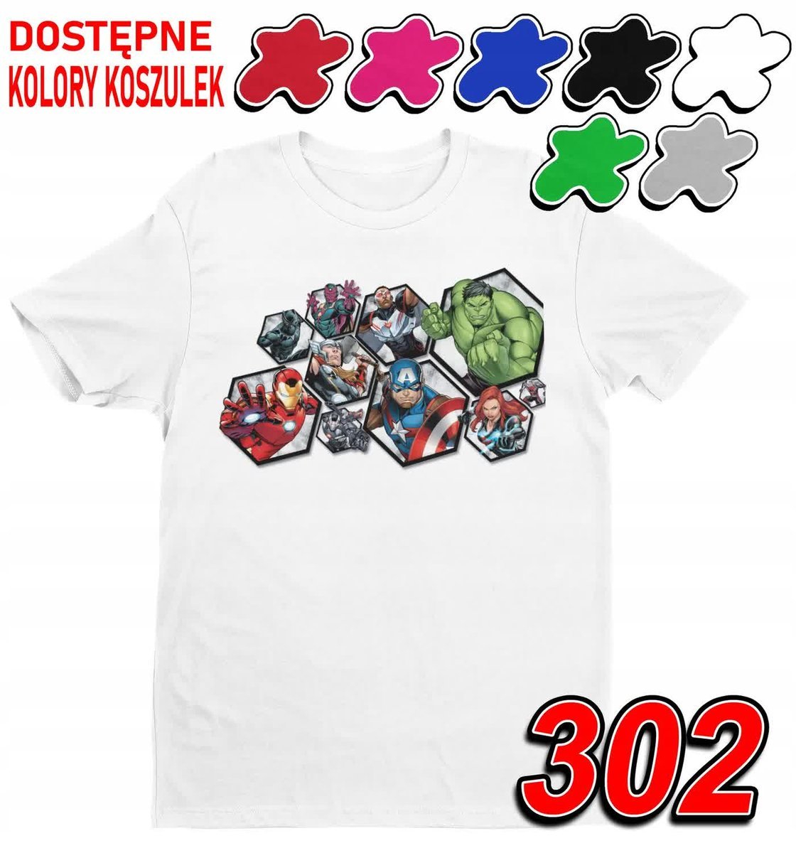 Dziecięca Koszulka Z Nadrukiem Avengers Postacie Marvel- L 146-152