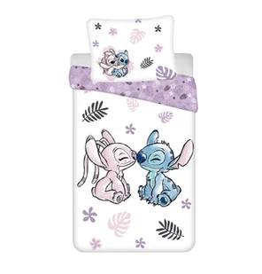 Pościel 140x200 Lilo i Stitch biała fioletowa poszewka 50x70 August - Pościel dla dzieci - miniaturka - grafika 1