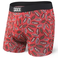 Majtki męskie - Bokserki męskie szybkoschnące SAXX VIBE Boxer Brief tarcze - czerwone - miniaturka - grafika 1
