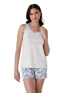 Spodenki damskie - LOVABLE Szorty I Bawełna Slub+Jersey Zestaw Piżamy Kobiet, Kość słoniowa, L - miniaturka - grafika 1