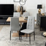 Stoły z krzesłami - Zestaw Stół Prostokątny Rozkładany CLARK 120-160 cm Dąb Artisan/Czarny i 4 Krzesła Tapicerowane TEX Szare - miniaturka - grafika 1